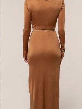 JLUXLABEL Long Sleeve Maxi Dress in Camel